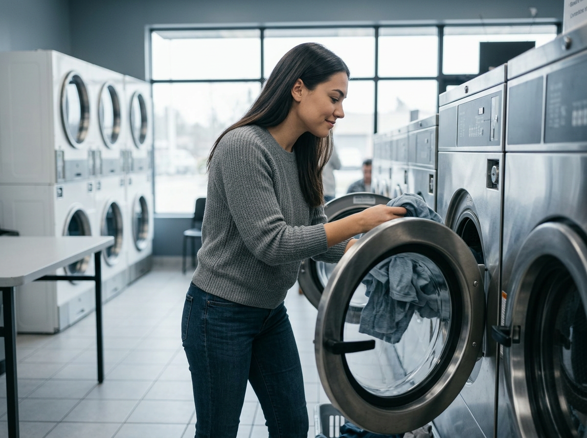 Une cliente charge sa machine en confiance